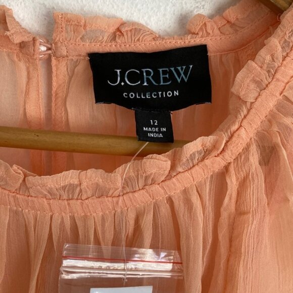 J. Crew Women's Tiered ruffle dress in chiffon Size 12 Glowy Peach Color - Picture 8 of 8